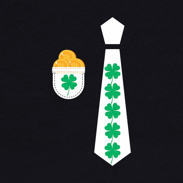 St Patricks Day Tie shamrock tuxedo Suit pocket with St patricks day gold coins by Artstastic